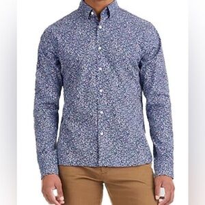 Van Heusen Men's Classic Stain Shield Long Sleeve Dress Shirt Blue Large NWT